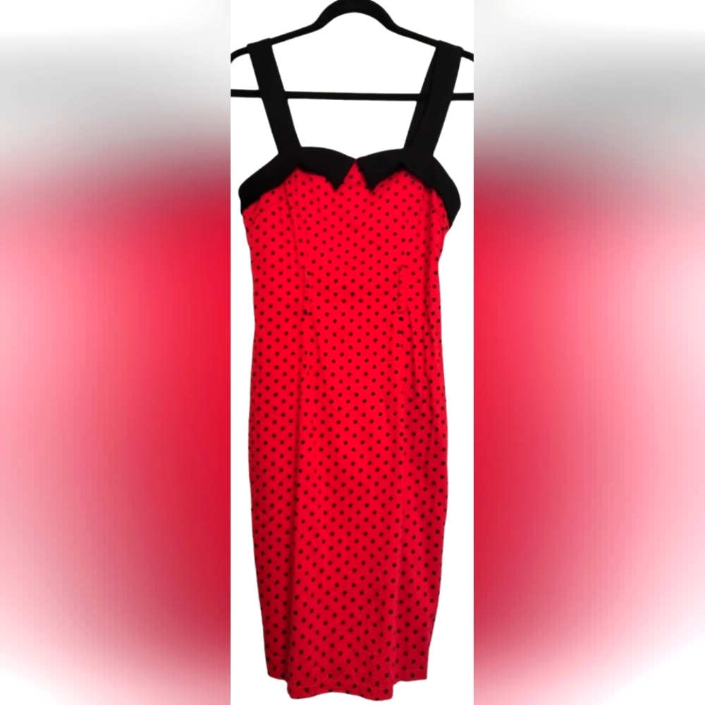 PETITE MEDIUM POLKA-DOT RED MINI DRESS